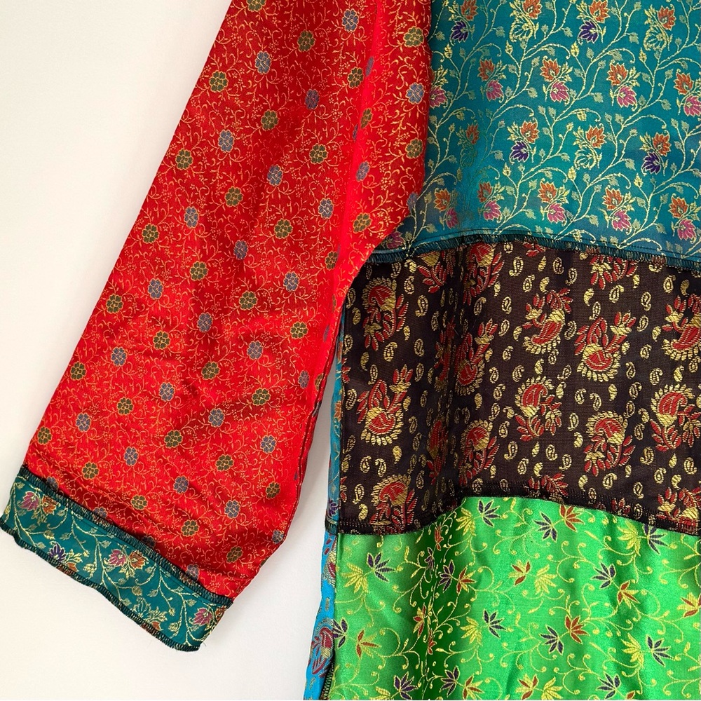 Phool Boho Patchwork Floral Button Tunic Top Sz X… - image 5